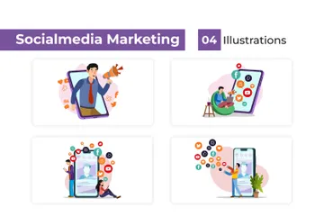 Marketing em mídias sociais Vol2 Pacote de Ilustrações