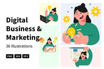 Negócios e Marketing Digitais Pacote de Ilustrações