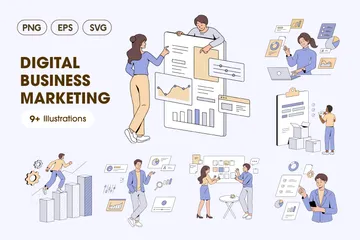 Marketing Digital Empresarial Pacote de Ilustrações