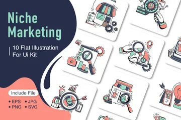 Le marketing de niche Pack d'Illustrations