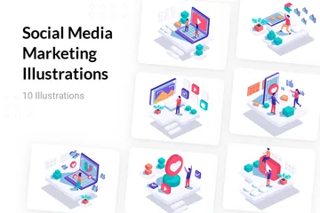 Marketing des médias sociaux Pack d'Illustrations