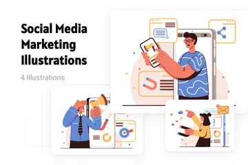 Marketing des médias sociaux Pack d'Illustrations