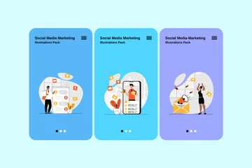 Marketing des médias sociaux Pack d'Illustrations