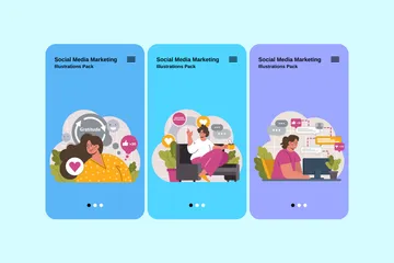 Marketing des médias sociaux Pack d'Illustrations