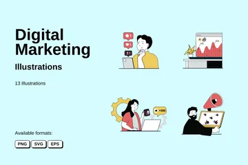 Marketing digital Pacote de Ilustrações