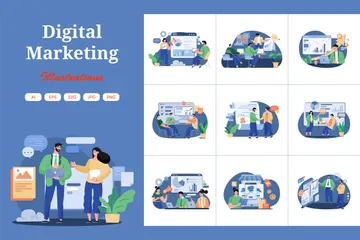 Marketing digital Pacote de Ilustrações