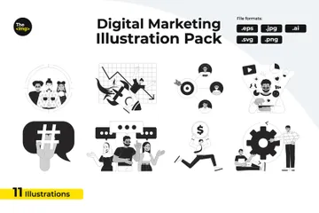 Marketing digital Pacote de Ilustrações