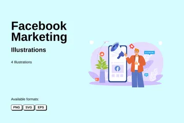 Marketing no facebook Pacote de Ilustrações