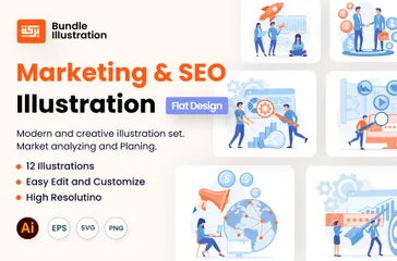 Marketing e SEO Pacote de Ilustrações