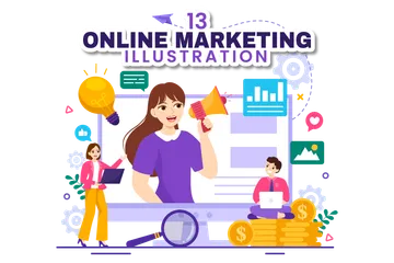 Marketing en ligne Pack d'Illustrations