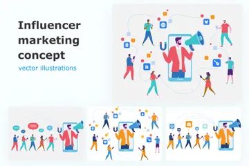 Marketing de influencers Paquete de Ilustraciones