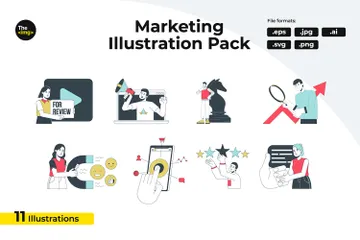 Marketing en ligne Pack d'Illustrations