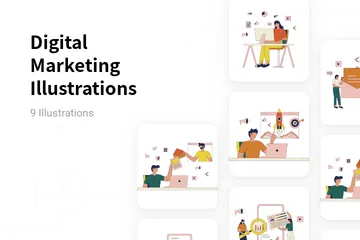 Le marketing numérique Pack d'Illustrations