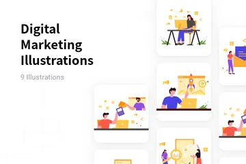 Le marketing numérique Pack d'Illustrations