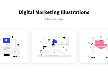 Le marketing numérique Pack d'Illustrations