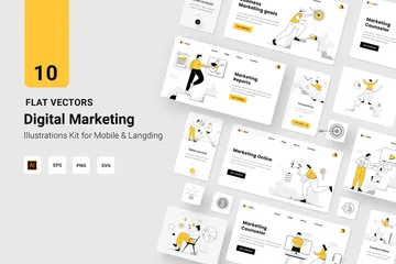 Le marketing numérique Pack d'Illustrations