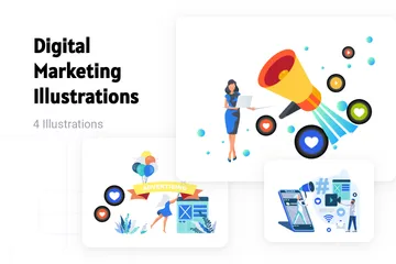 Le marketing numérique Pack d'Illustrations