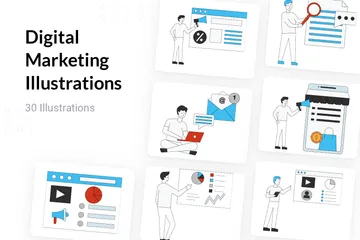 Le marketing numérique Pack d'Illustrations