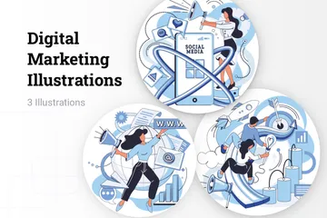 Le marketing numérique Pack d'Illustrations