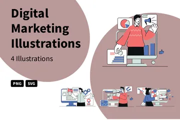 Le marketing numérique Pack d'Illustrations