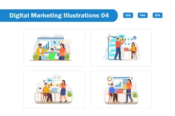 Le marketing numérique Pack d'Illustrations