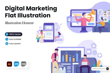 Le marketing numérique Pack d'Illustrations