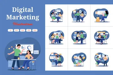 Le marketing numérique Pack d'Illustrations