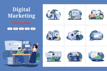 Le marketing numérique Pack d'Illustrations