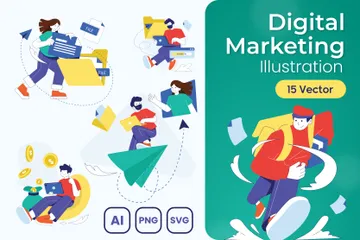 Le marketing numérique Pack d'Illustrations