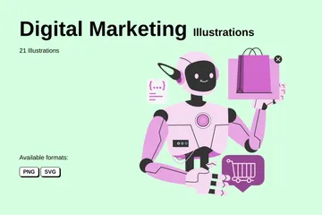 Le marketing numérique Pack d'Illustrations