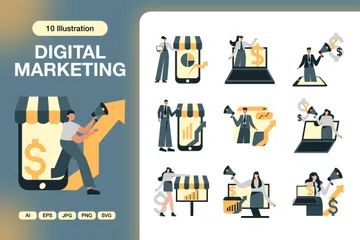 Le marketing numérique Pack d'Illustrations