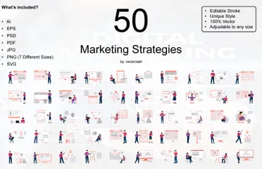 Marketing Strategien Illustrationspack