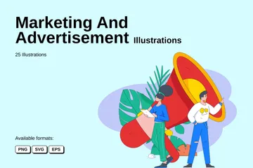 Marketing und Werbung Illustrationspack