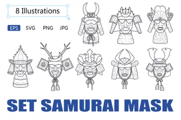 Máscara de samurai Pacote de Ilustrações