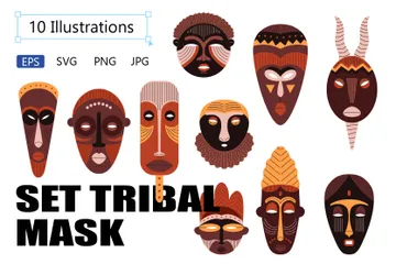 Máscara Tribal Pacote de Ilustrações