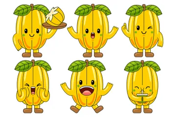 Mascota de la carambola Paquete de Ilustraciones