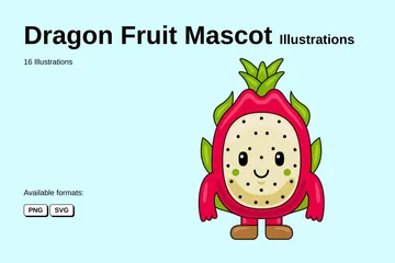 Mascota de la fruta del dragón Paquete de Ilustraciones