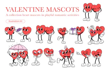 Mascotas de San Valentin Paquete de Ilustraciones