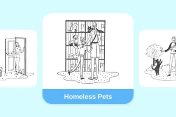 Mascotas sin hogar Paquete de Ilustraciones