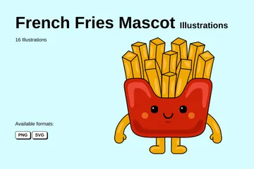 Mascote Batatas Fritas Pacote de Ilustrações