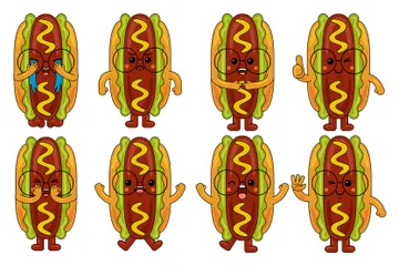 Mascotte de hot-dog Pack d'Illustrations