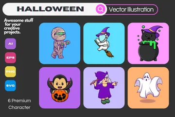 Halloween, mascotte Pack d'Illustrations