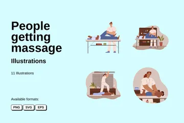 Menschen, die eine Massage bekommen Illustrationspack