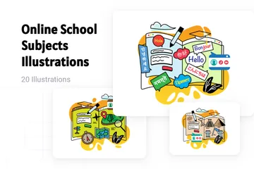 Matières scolaires en ligne Pack d'Illustrations