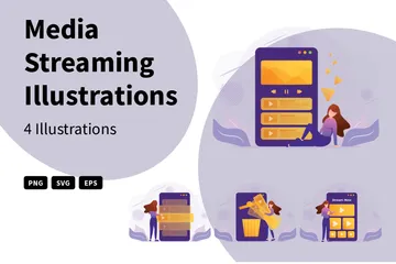 Media Streaming Illustration Pack