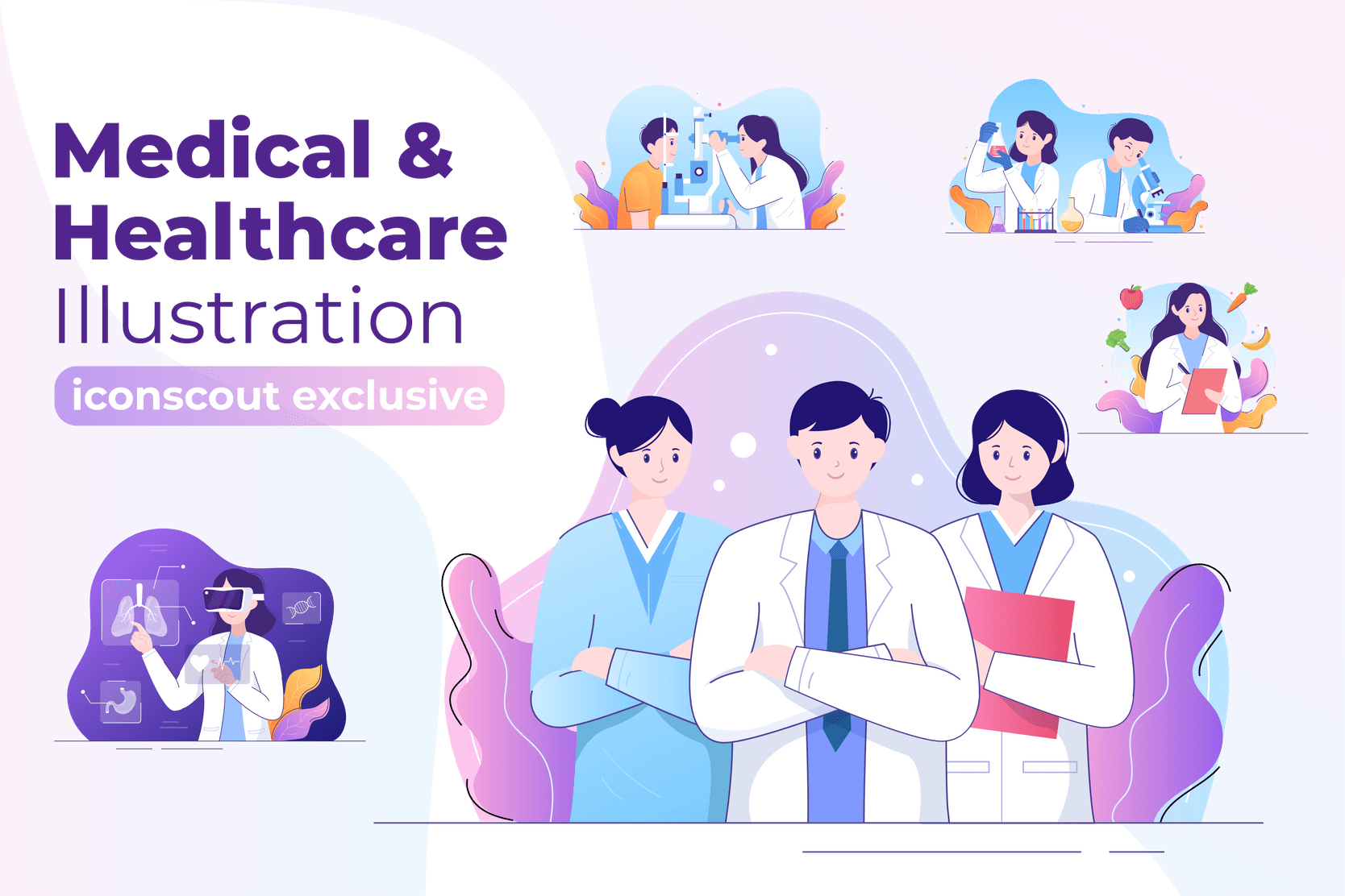 Medical & Healthcare Illustration Pack - 50 People Illustrations ...