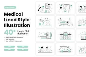 Medical Lined Style Illustration Pack