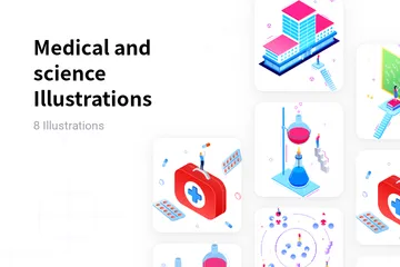 Medicina y ciencia Paquete de Ilustraciones