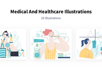 Medicina e saúde Pacote de Ilustrações