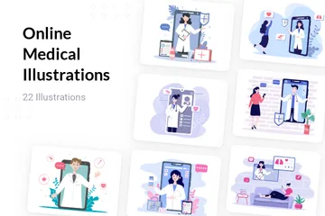 Medicina on-line Pacote de Ilustrações